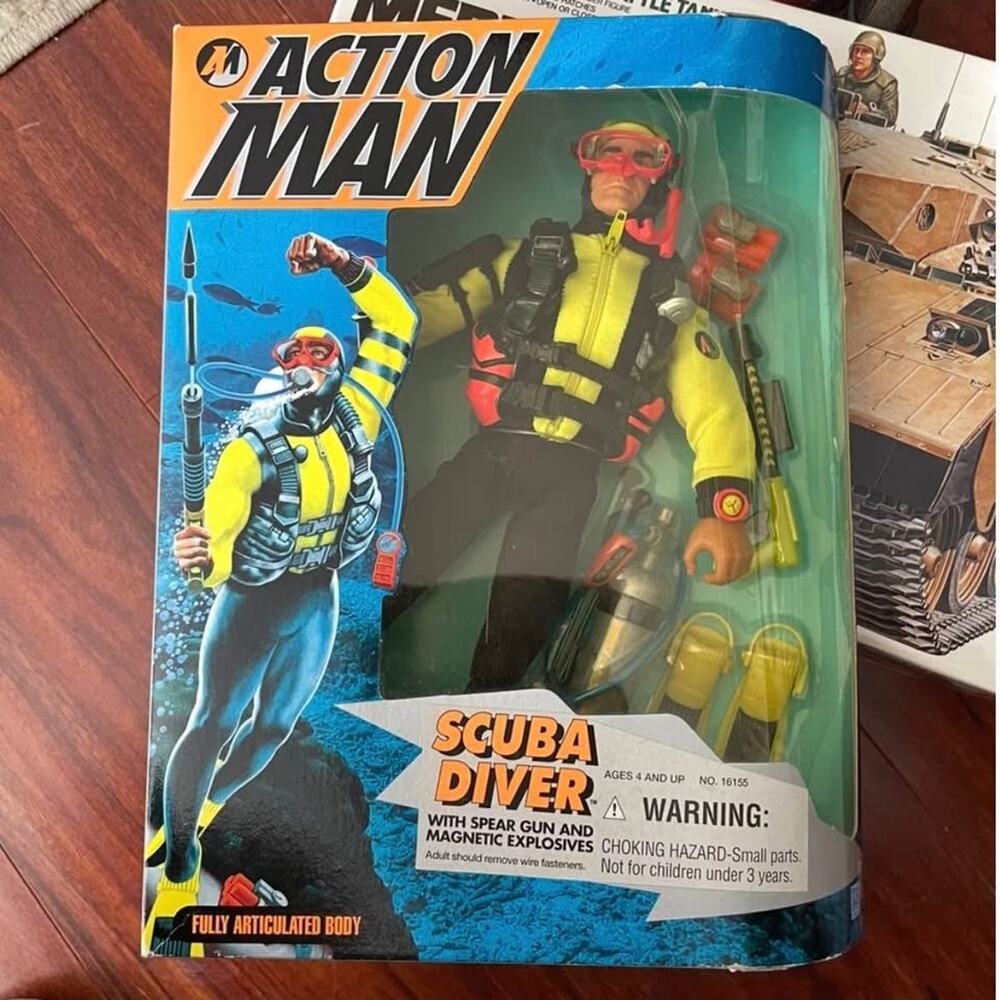 Vintage 1995 Action Man Scuba Diver and Mission Raft